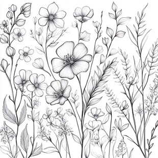 手绘花草图案