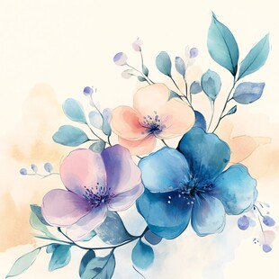 手绘画抽象花卉水彩花