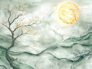 虎溪夜月景点插画