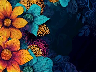 手绘彩色花背景海报