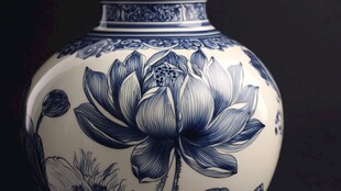 青花瓷莲花花瓶