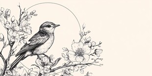 花鸟白描新中式