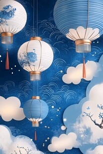 元宵节赏花灯插画海报