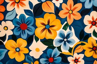 彩色民族风花草花卉