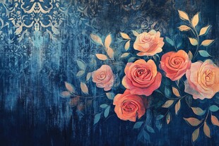 现代玫瑰花油画