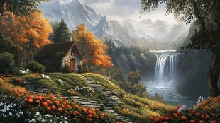 秋天森林画秋天壁纸