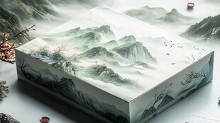 礼盒插画仙山仙境