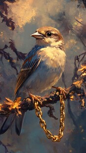 金色质感山树鸟