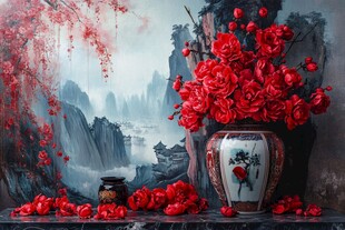 红色新中式花艺