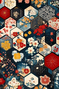 色块花古典图案组合