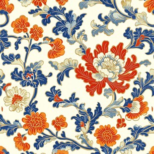 中式风格布料纹理花卉