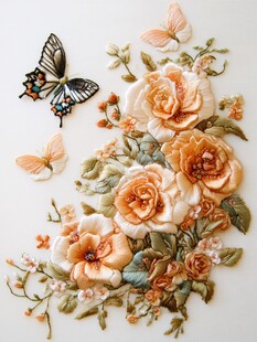 装饰在墙上的花朵蝴蝶