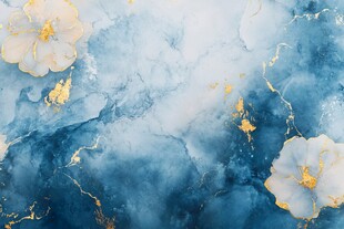 蓝色墨韵晕染数码印花