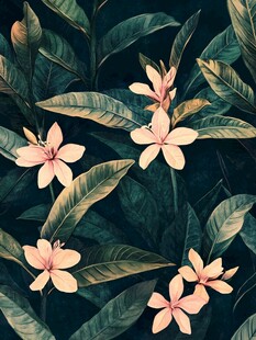 田园风热带树叶花朵