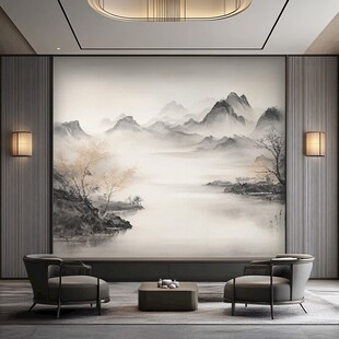 新中式巨幅山水壁纸