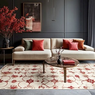 红黄北欧现代地毯