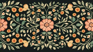 彩色民族风花草花卉