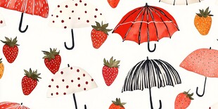 无缝拼接草莓手绘墙纸