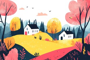 秋天风景插画
