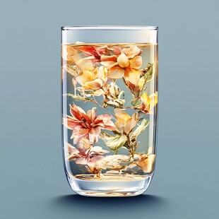 玻璃画珐琅花卉纹水杯