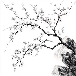水墨梅花新中式梅花