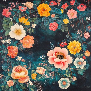 岩彩山茶花之繁华