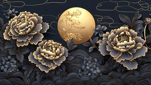 牡丹花线描金轻奢