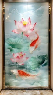 荷花艺术玻璃