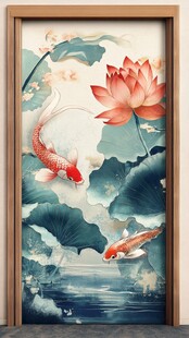 锦鲤荷花装饰画