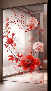 牡丹花艺术玻璃