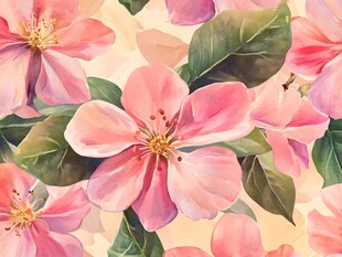 数码印花图案手绘花卉