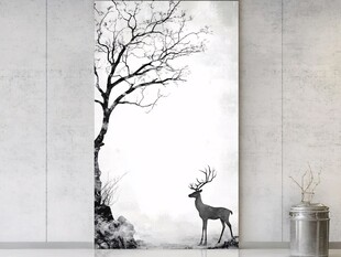 竖版挂画屏风墨韵禅意