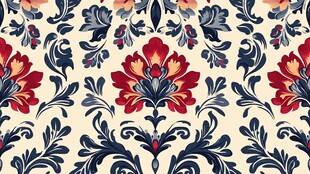 美式自然隐花复古花纹