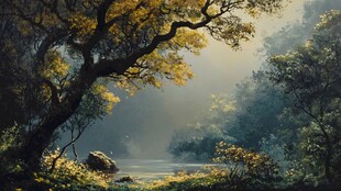 秋天森林画秋天壁纸