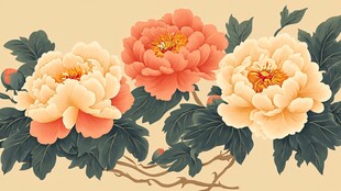 手绘牡丹花工笔画