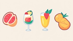 暑期饮品水果插画
