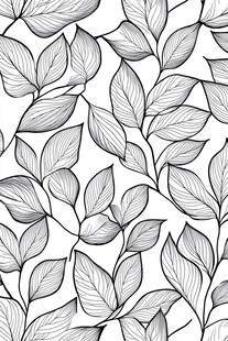 黑白树叶线条