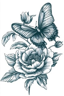 牡丹蝴蝶图案