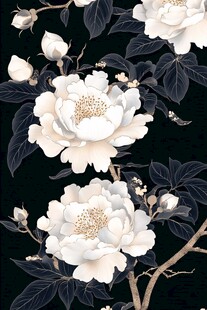 手绘质感牡丹花