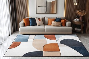 彩印几何地毯简约地毯