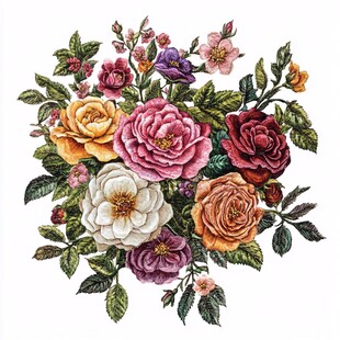 手绘玫瑰花花束