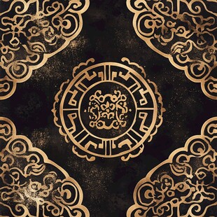 蒙古族喜图案设计金色