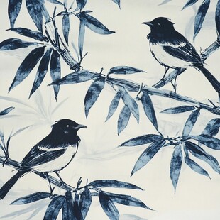 蓝调花鸟树枝背景
