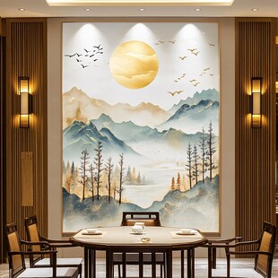 餐厅壁画新中式装饰墙