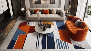 简洁大气拼色纹理地毯