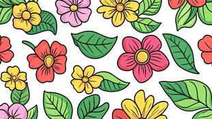 卡通印花花卉壁纸