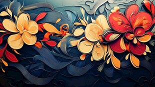 3d浮雕缤纷花卉