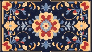 彩色民族风花草花卉