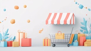 扁平风购物场景