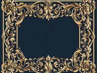 金色浮雕花纹边框
